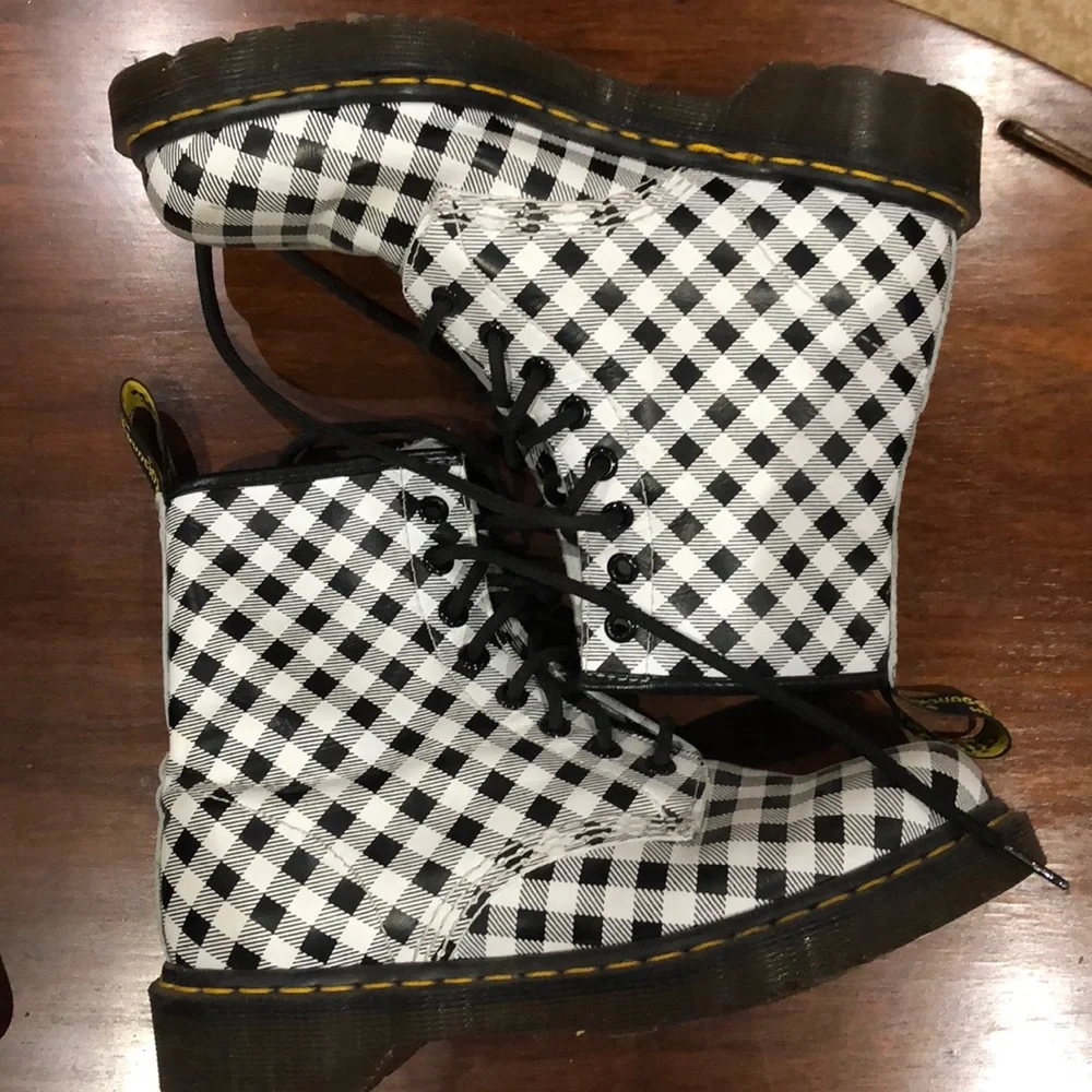 Checkered Black and White Women's Boots - Picture 1 of 5